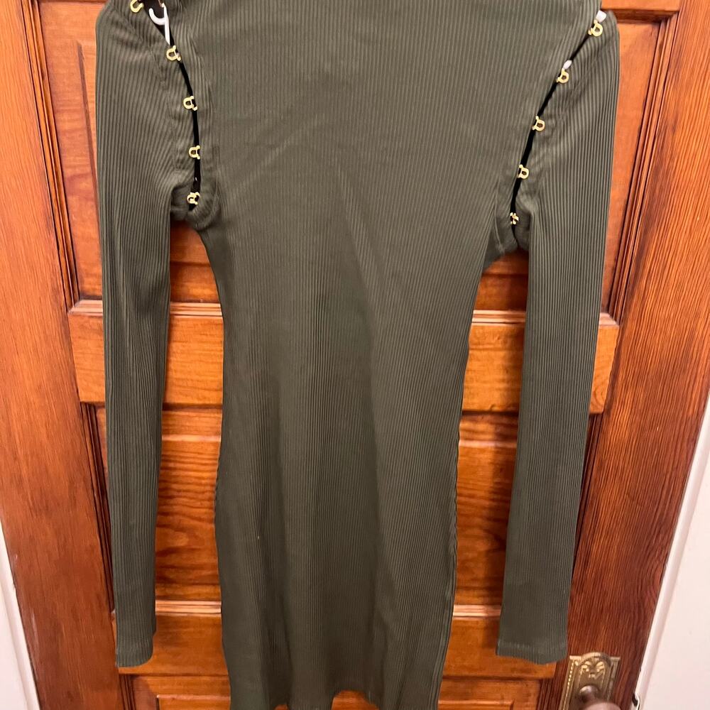 Dion Lee Organic Cotton Rib Hook & Eye Rib Mini Dress Shadow Green sz S $520 NWT - Picture 12 of 14